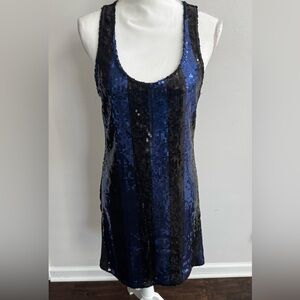 Speechless Blue and Black Racerback Sequin Dress